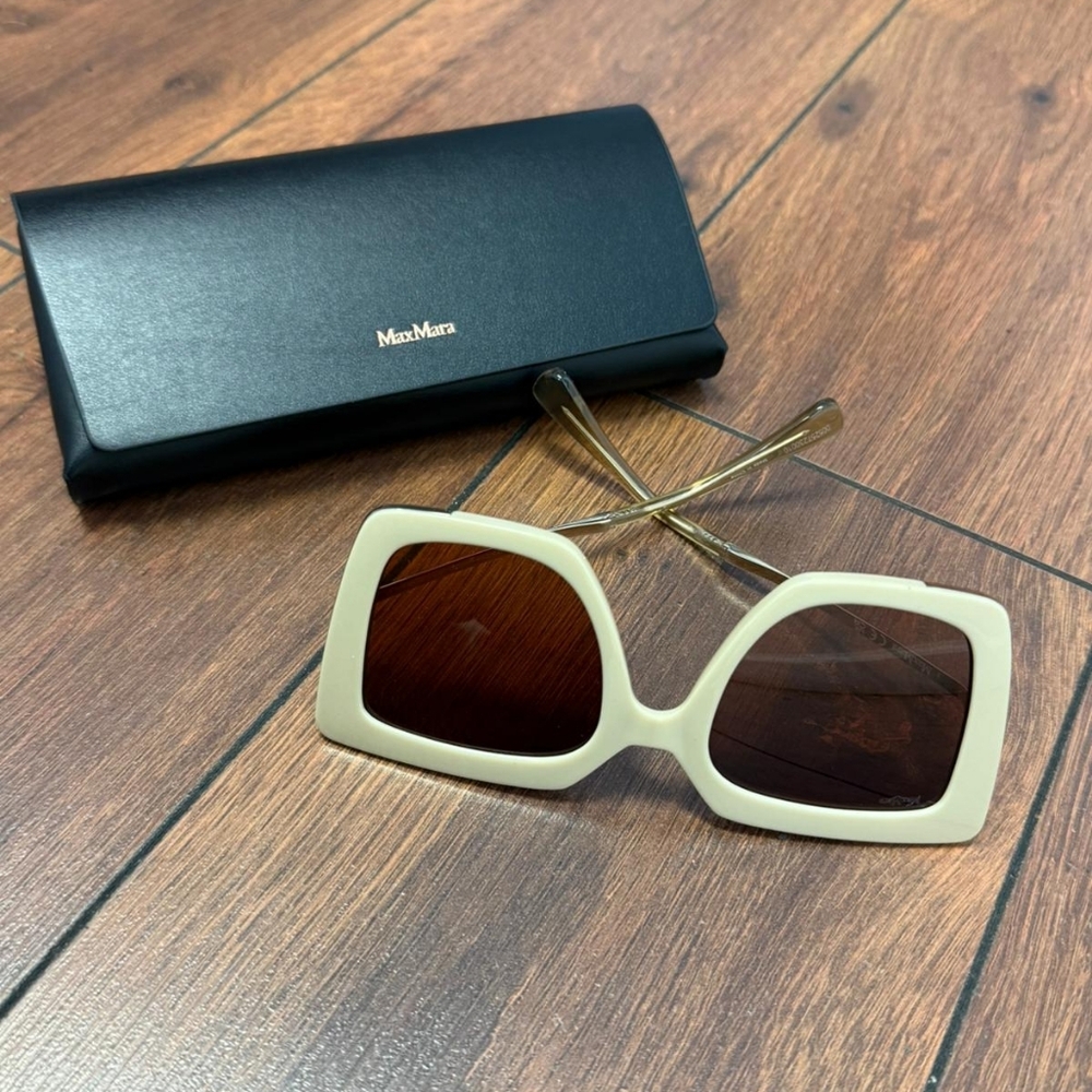 Max Mara MM0051 Woman's Sunglasses, Ivory / Gradient Brown - Picture 3 of 8